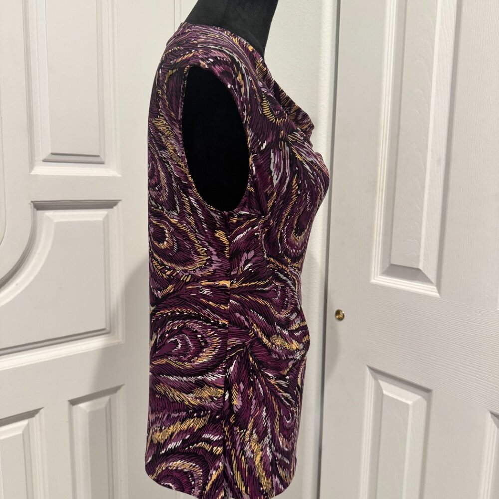 Black Label NWT by Evan-Picone Women's Sleeveless Blouse Plum Multi Color Small - Picture 3 of 7